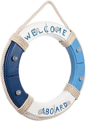 IMIKEYA Nautischer Rettungsring mit LED Beleuchtung 45cm Blau Glatte Oberfläche und Präzise Schnitttechnik Wanddeko für Wohnzimmer und Kindergarten