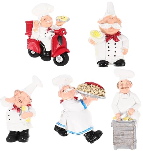 PRETYZOOM 5Er Set Küchenmagnete Koch Kühlschrankmagnet Deko 3D Harz Figur Brotbäcker Magnetische Küchenaccessoires Für Heimküche Und Geschenk