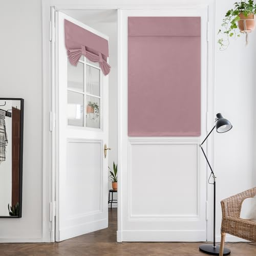 HOMEIDEAS Mauve French Door Curtain, Privacy Curtains for Door Window, Thermal Insulated Tie Up Shades, 26 X 40 Inch, 1 Panel