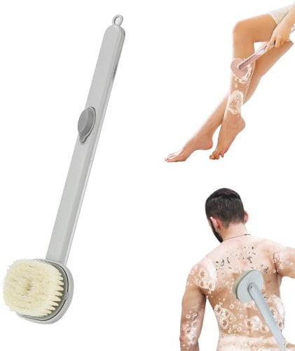 Long Handle Bath Massage Cleaning Brush with Soap Dispenser, Bath Brush Long Handle for Shower, Long Handle Bath Brush, Shower Back Brush with Long Handle for Seniors Men Women (1*Gray)