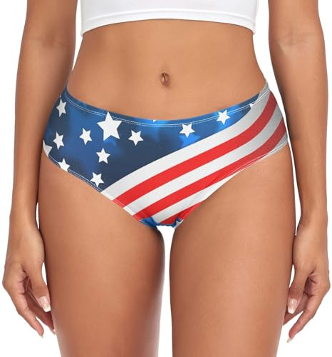 YOUJUNER Womens Underwear American Flag Comfy Knickers Ladies Basic Briefs Hipster Pants for Girls Multicolor