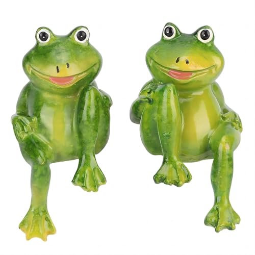 VIFERR Estatua de Rana de Resina, Mini Figuritas de Rana Decoración de Jardín Escultura de Ranas para el Hogar, Escritorio, Jardín, Patio, Patio, 2 Uds