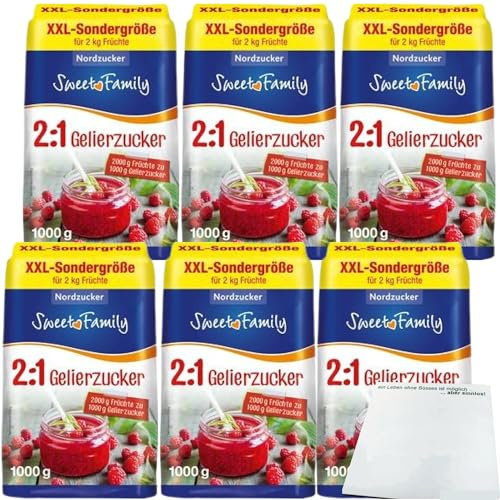 usy Bundle für Sweet Family Gelierzucker 2zu1 XXL Sondergröße 6er Pack (6x1kg Packung) + usy Block