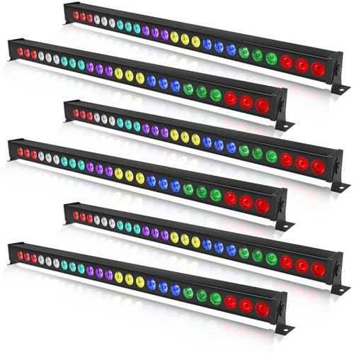 UKing LED Wall Wash Partylicht 24 x 3W LEDs RGB Bar Disco Lichteffekt dmx512 musikgesteuert Strobe Beleuchtung für DJ Disco Home Party Bühnenlichter, 6 PC(Ohne Fernbedienung)