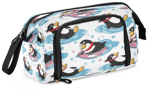 Mnsruu Pinguin liegend auf Schwimmring Federmäppchen Große Kapazität Federmäppchen Schreibwaren Tasche für Büro Schule, mehrfarbig, Schulranzen