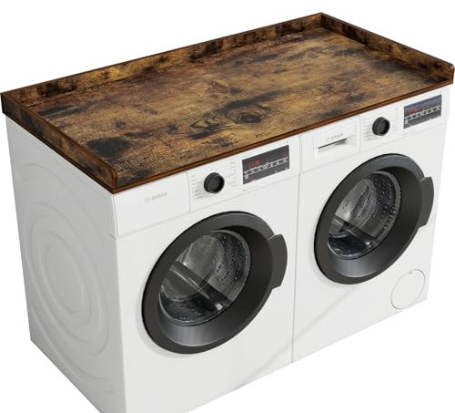 Waschtrockner-Arbeitsplatte, 137,2 cm Breite x 69,6 cm Tiefe, Waschmaschinen- und Trocknerabdeckungen für die Oberseite für Waschküche, Waschmaschinen- und Trockner-Arbeitsplattenregale, Braun