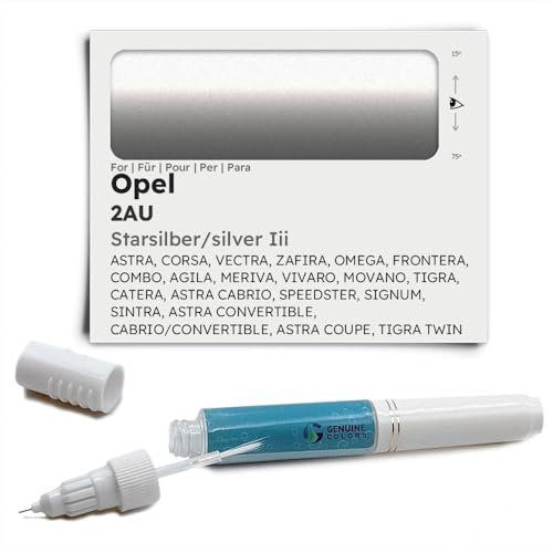Genuine Colors Lackstift STARSILBER SILVER III 2AU für Opel Silber ASTRA CORSA VECTRA ZAFIRA OMEGA FRONTERA COMBO AGILA MERIVA VIVARO MOVANO TIGRA CATERA CABRIO SPEEDSTER SIGNUM SINTRA CONVERTIBLE COU