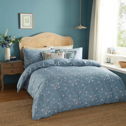 furn. Wylder Nature Bronte bedrucktes Blumen-Bettwäsche-Set – Bluebell – Einzelbett