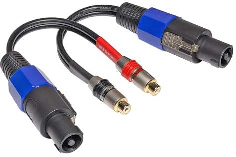 WJSTN Lot de 2 câbles adaptateurs Speakon vers RCA, mâle vers RCA femelle, câble de haut-parleur 12 AWG, 15,2 cm