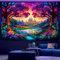 WIERAEM Schwarzlicht Wandteppich Wald Uv Psychedelic Wandtuch Natur Baum Burg Trippy WandtüCher SchöNe Bunt Fluoreszierende Tapestry Deko Mittelgroß 200x150cm