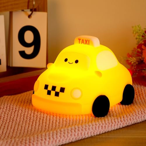 YSWOVUO Nachtlicht Kinder, Auto Lampe Silikon Soft Touch, 3 Dimmbar Nachtlampe mit Timer, Aufladbare Kinderlampe Stilllampe, Cute Night Light für Kinderzimmer Schlafzimmer Deko Geschenke