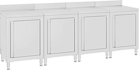 ShGaxin Arbeitsschrank, Outdoor Schrank, Küchenschrank, Aussenküche, Outdoorküche, Arbeitstisch, Spülschrank Edelstahl, Outdoor Grilltisch, Pizzatisch, 240x60x96 cm Edelstahl