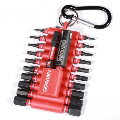 Geinxurn Hex Schraubendreher Bit Set 22 Stück, H1.5-H8 S2 Stahl Magnetische 1/4 Sechskantschaft Sechskant Schlagfester Schrauberbitsatz mit Bit-Halter und Aufbewahrungsbox