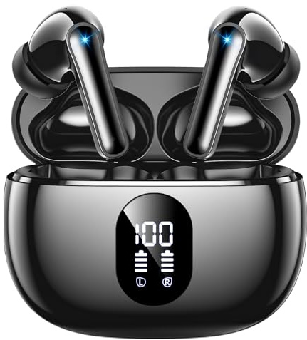 ZZU Wireless Earbuds, Bluetooth Ear Buds with Big Bass Stereo Sound, 48 Hours Playtime, Lightweight in-Ear Fit Earphones, IPX7, Hands-Free Calls with AI for iPhone, Android, Pad, Sports, Workout