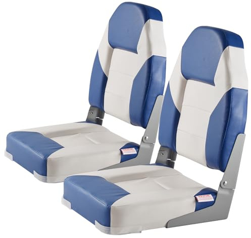 VEVOR 2-Pack 21.85 High Back Boat Seat with Thickened Sponge Padding and Hinge, Fold-Down Boat Captain Chairs, Easy to Store, Ideal for Fishing, Sightseeing
