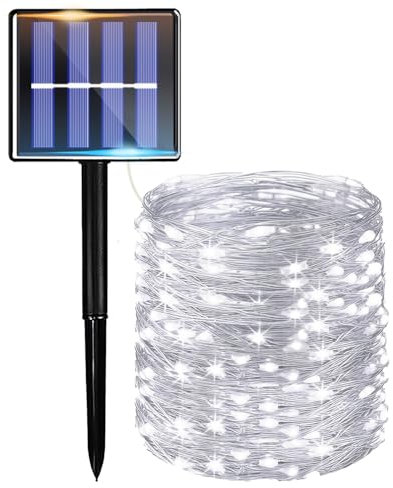 taiyongkang Lucine Solari da Esterno, 17M 150 LED Bianco Freddo Catena Luminosa Solare IP65, 8 Modalità Impermeabili Filo di Rame, Luci Solari da Giardino Decorative per Patio Festa Natale