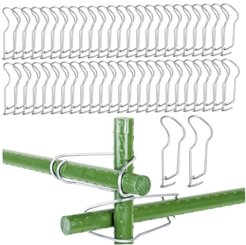 50Pcs Plant Support Clips, Stainless Steel Trellis Clips, Garden Pile Connecting Buckles for Bamboos Canes Garden Canes Connectors Mounting Plant Support