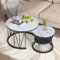 MISNODE Ensemble De 2 Tables Basses Rondes, Table Basse Moderne avec Pieds en Métal, Ensemble De Tables De Salon Imbriquées à Motif De Faux Marbre (Noir+Rond)