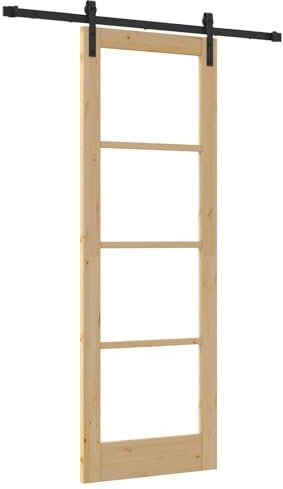 vidaXL Porte coulissante Autre ORKDAL Marron 73.5 x 211 cm, Chambre, Porte contemporaine, Rectangulaire, Coulissante, Gain de place, Bois massif, Panneau ajustable, Pin