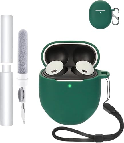 toergy Silicone Protective Case for Google Pixel Buds 2a Earbuds - Durable and Eco-Friendly Bluetooth Earphone Cover with Precise Holes and Charging Compatibility - Dark Green