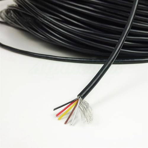 DQZRTUECA Cavo di Segnale Audio schermato multipolare 2547 28AWG .1 Canale 2-5 conduttori 20 Metri Multicolore(5-cores Black)