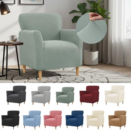 YuLiMirich Stretch-Sesselbezug mit Armlehnen, Elastischer Strick Spannbezug für Sessel Polsterstühle, Sesselschoner für Wohnzimmer, Büro, Abdeckung zum Schutz vor Flecken, Haaren Verschleiß (Grün)