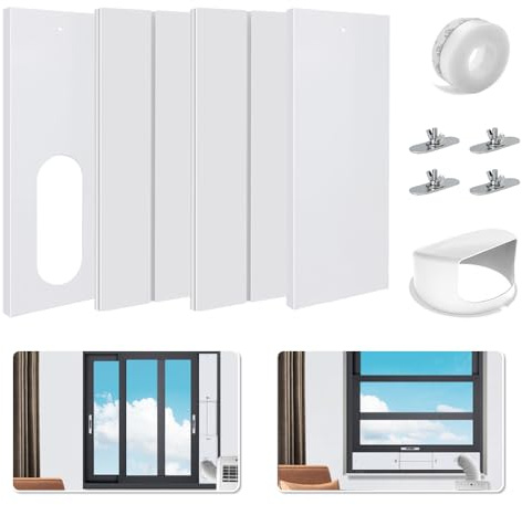 4PCS Kit Calfeutrage Climatiseur Mobile 10CM, 130&150mm Universel Kit Fenêtre Climatiseur Mobile, Kit Joint de Fenêtre Climatisation Mobile, Joint de Porte pour Fenêtre de 43-140cm