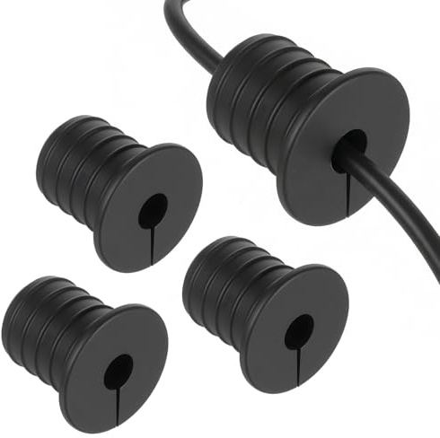 4PCS Black Wall Grommet for Starlink, 3/4 inch Cable Hole Cover for Wall Cable Pass Through Silicone Cord Hider for Organizing TV Ethernet Starlink Cables, Anti-Slip Decorates Holes