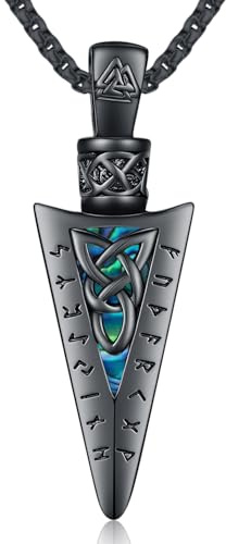 Wikinger Kette Herren 925 Sterling Silbe Pfeil/Thors Hammer/Lebensbaum/ViKing Kreuz Keltischer Anhänger Halskette Amulett Nordische Wikinger Schmuck für Herren Damen