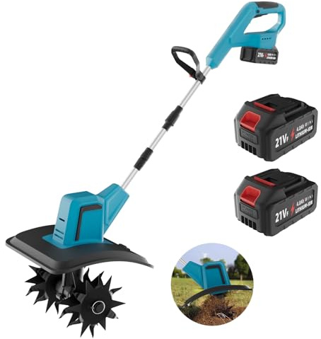 Bineuse Électrique sans Fil, 21V 550W Motobineuse Électrique Pliable Idéale pour Pelouse Jardinage et Culture du Sol pour Jardiniers avec Motoculteur