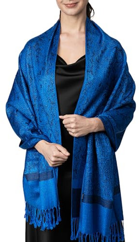 Achillea Damen Pashmina-Schal, zweifarbig, Vintage, Jacquard, Paisleymuster - Elfenbein -