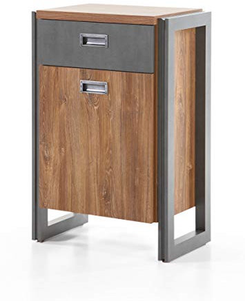 Newfurn Sideboard Kommode Industrial Anrichte Highboard Mehrzweckschrank II 54x81x 35 cm (BxHxT) II [Freddy.Fifteen] in Eiche Stirling Dekor/Anthrazit Wohnzimmer Schlafzimmer Esszimmer