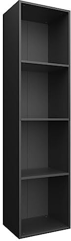 vidaXL Bücherregal TV Schrank Wandregal Standregal Aktenregal Raumteiler Fernsehtisch Lowboard Regal Fernsehschrank Schwarz 36x30x143cm Holzwerkstoff