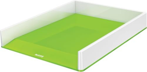 Leitz Briefkorb A4, Zweifarbiges Design, Weiß/Grün, Duo Colour, WOW, 53611054