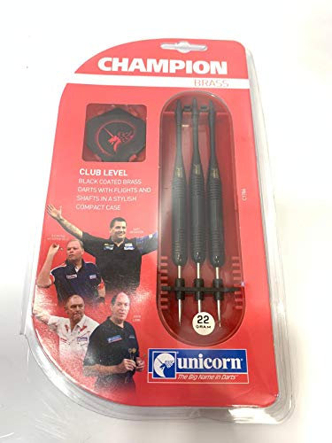 Unicorn Champion 22 Gram Beginner Club Level Darts Dart Set inc Flights & Case