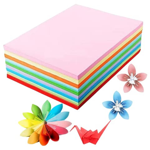 TOKERD 100 Blätter Buntpapier A4 Kopierpapier 120g /m²Bastelpapier Bunt Druckerpapier mit 10 Farben, A4 Groß Origami-papier Farbige Papiere Tonkarton zum Basteln Dekoration