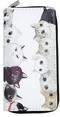 Suillty Niedliches Einhorn, PU-Leder, Reißverschluss, Lange Geldbörse, Cluth, Reisegeldbörse für Damen, Gilrs Ladies, Katze C, Einheitsgröße, Reise-Geldbörse