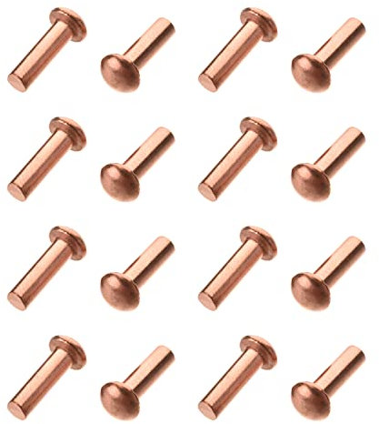 Yinpecly 5.5x10mm Round Head Copper Solid Rivet Bolts Fasteners for Electrical Applications DIY Brass Knife Handle Rivets 100Pcs