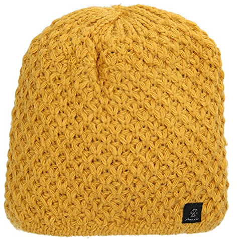 Antonio Damen Winter Strickmütze Beanie yellow