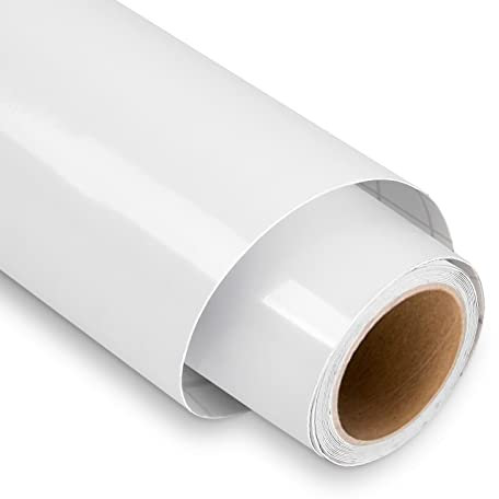 Glänzend Weiß Plotterfolie Vinyl, 30,5 x 152,4 cm Vinylfolie Plotter für Cricut, Weiß Plotterfolie Selbstklebend für DIY-Geschenke, Tasse, Fenster, Keramik, Kunststoff
