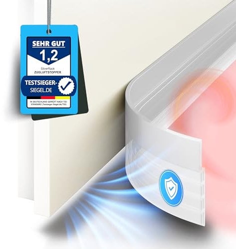 SilverRack Bas de Porte Anti-Courant d'air & Boudin de Porte - 1x 2m Transparent - Boudin de Porte Isolant Froid, idéal pour l'isolation Contre Le Bruit & Le Froid - Boudin Porte d'entrée