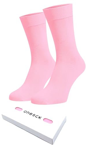 ONESCK Chaussettes habillées en coton ultra doux – Couleurs unies éclatantes pour hommes (Rose bonbon, 7–12)