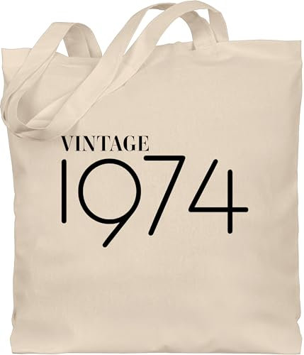 Baumwolltasche - 50. Geburtstag - 1975 Vintage - Unisize - Naturweiß - tasche geschenkideen für 50 jährigen 50.geburtstag 1972 bag geschenk zum fünfzigsten 50er 1973 beuteltasche geschenke (50)