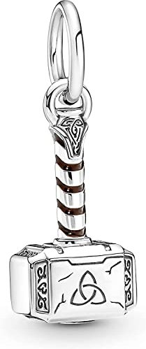 Beads R Us ® - Thor's Hammer Dangle Charm in Solid Sterling Silver S925, Compatible with all European style Charm Bracelets, Anklets and Necklaces.