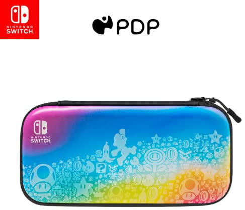 PDP Gaming licenza ufficiale Switch Slim Deluxe Travel caso - STAR SPECTRUM - Semi-Hardshell - Console Stand - Protective PU Leather - Holds 14 Games - Works with Switch OLED & Lite