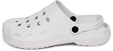 CoboFamily Zuecos Unisex Hombre Mujer Adultos Zuecos Sanitarios y Hosterería EVA Zapatillas Playa Piscina Verano Sandalias Casa Talla 36-45 Producto Hecho EN Portugal (38, Blanco)