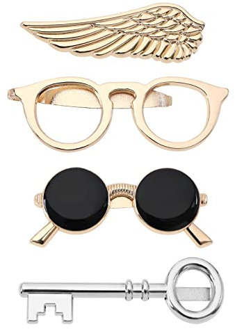 VGOL 4pcs Pinces à Cravate Barre de Cravate Fermoirs 4 modèles Aile Clé Lunettes de Soleil Hommes Accessoires de Cravate pour Hommes Garçons Père Mari Amant