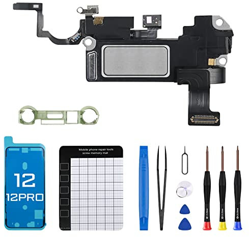 DGSCSMY Ersatz-Ohrmuschel für iPhone 12 Pro, OEM-Ersatzteil für iPhone 12 Pro, Reparatur-Ohrmodul mit Näherungssensor, Umgebungslichtsensor, Verbindungsstück, Fix-Werkzeugset, A2172, A2402, A2403,