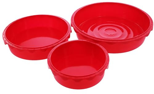 Coolinato 3er Set Silikon Backformen rund 16 cm 20 cm und 26 cm, Grau, Silikonformen zum Backen von Kuchen und Desserts, inkl. 4 Rezepten (Rot)