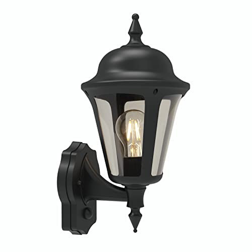 4lite Outdoor Wall Lantern (Black) IP65 Rated Motion Sensor Exterior Wall Lamp - 4L2/3413-4Yr Guarantee